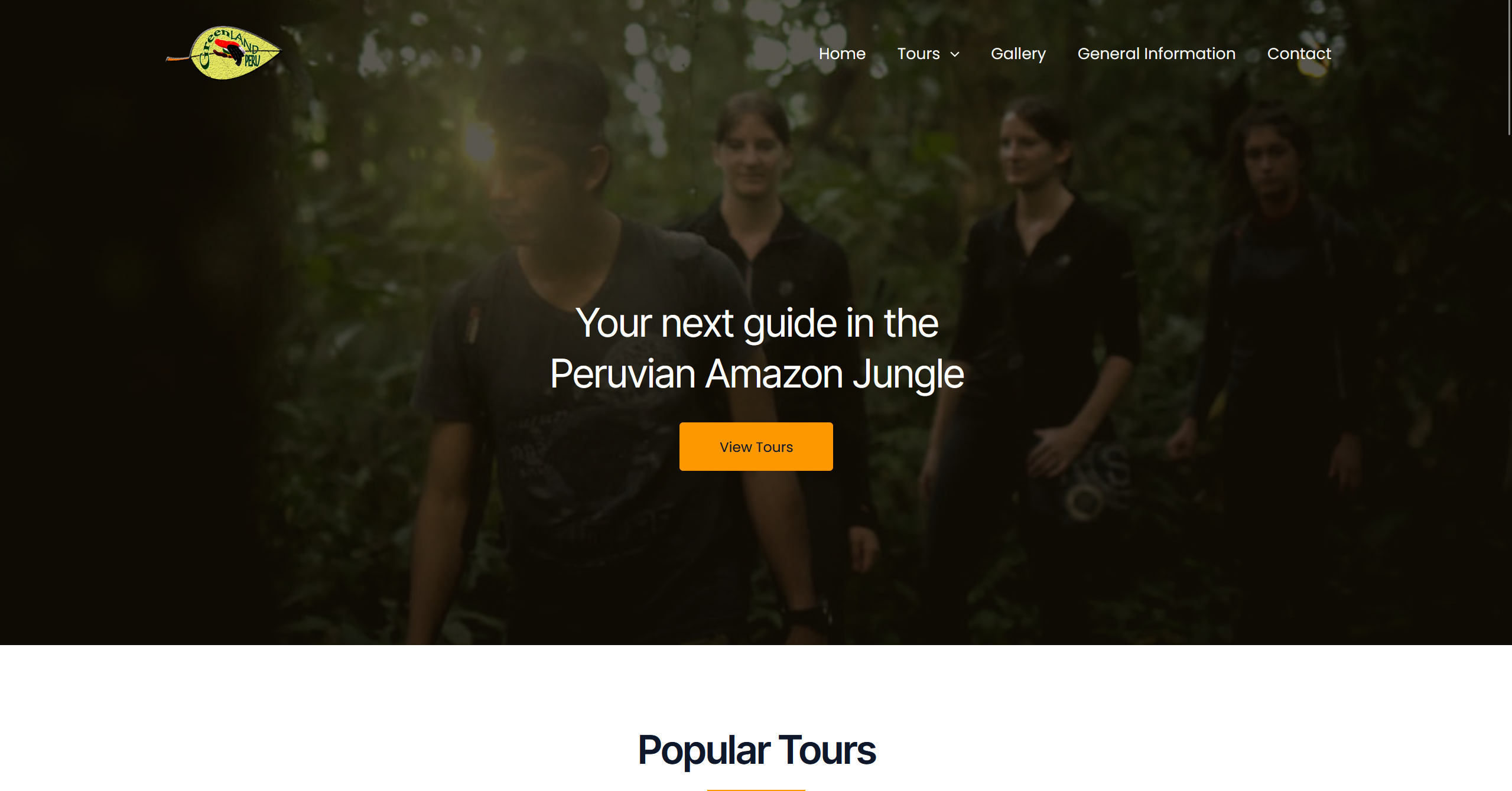 Greenland Peru jungle tours — screenshot van de website